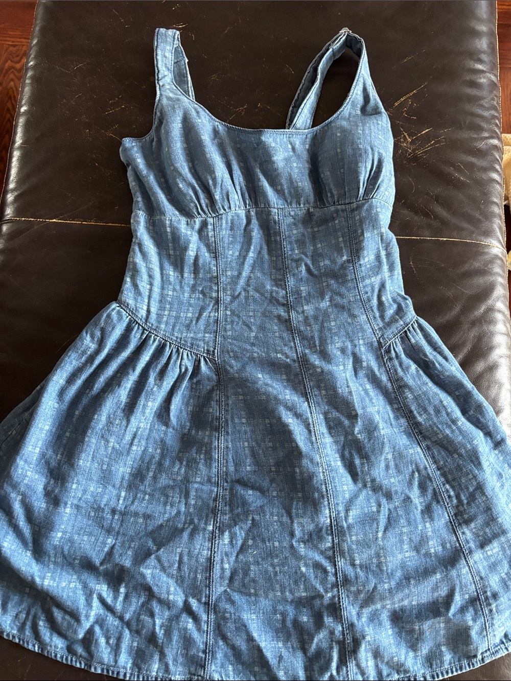 Abercrombie & Fitch Chambray Blue Sleeveless Fit-and-Flare Mini Dress
